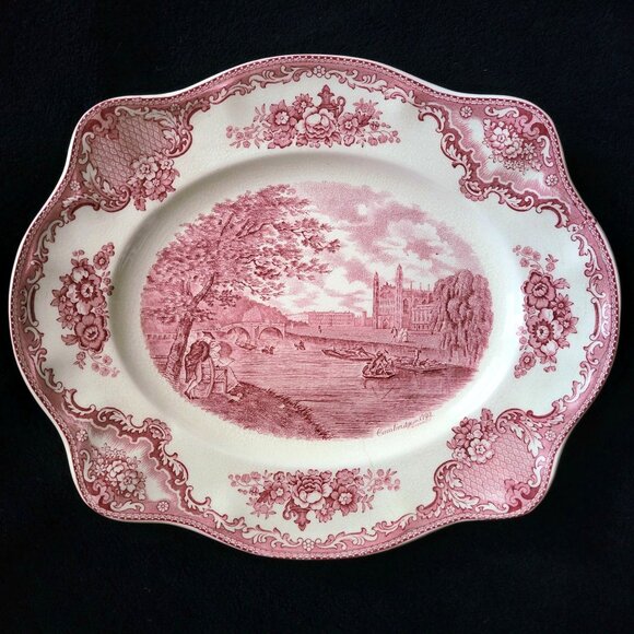 Vtg Johnson Brothers Old Britain Castles 12" Pink Transferware Platter - Picture 1 of 5